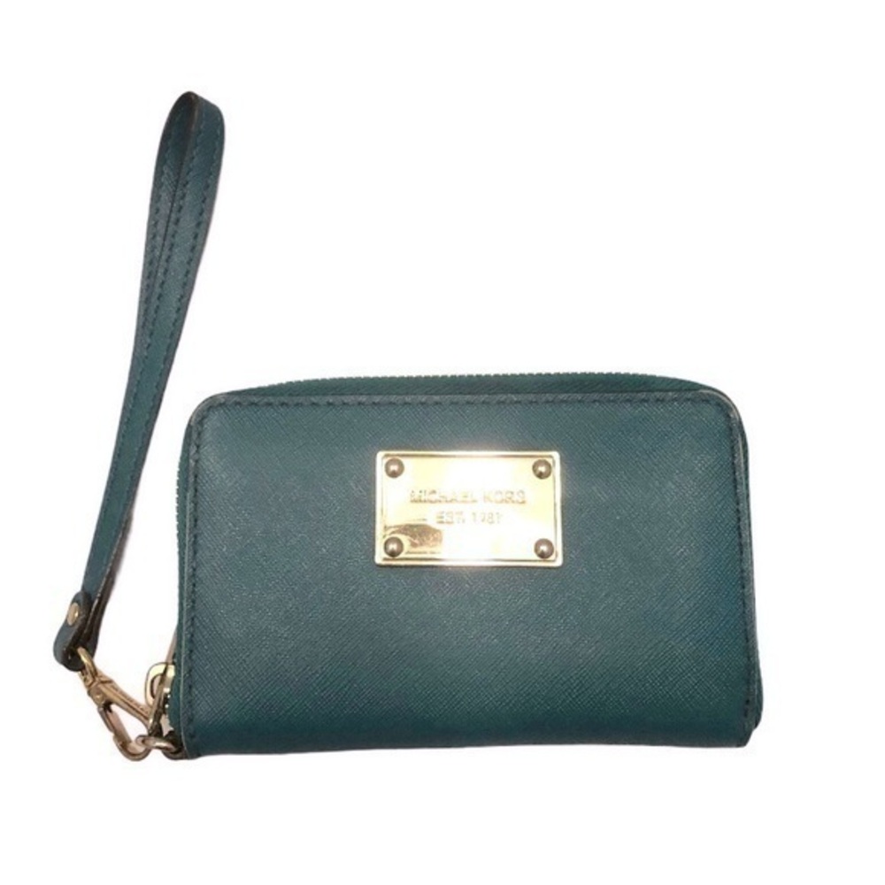 Michael kors green wristlet wallet clutch